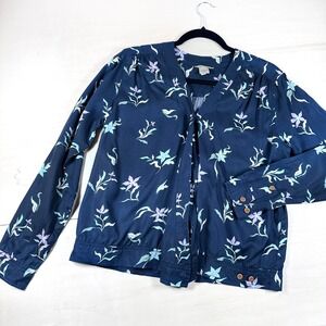 Duluth Trading Women's Tencel Printed Wrap‎ Shirt Blue Floral S Womens